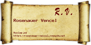 Rosenauer Vencel névjegykártya